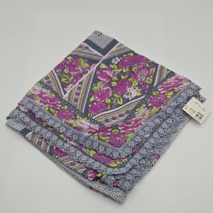 World Finds | Gray And Purple Lace Edge Scarf 40" x 40" NWT